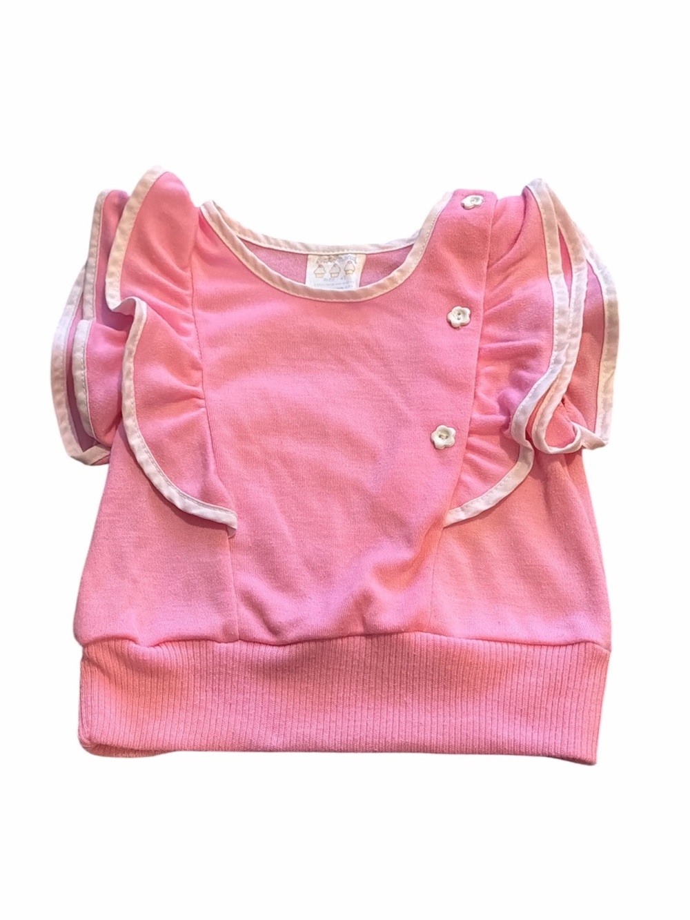 Vintage Pat-A-Cake Pink Ruffle Sleeve Baby/Toddler Top Size 4T
